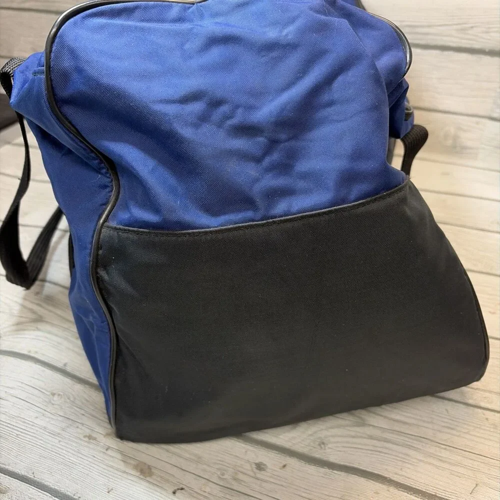 VTG 90s Y2k 2000s NIKE Swoosh Logo Blue Black Gym Travel Duffle Bag